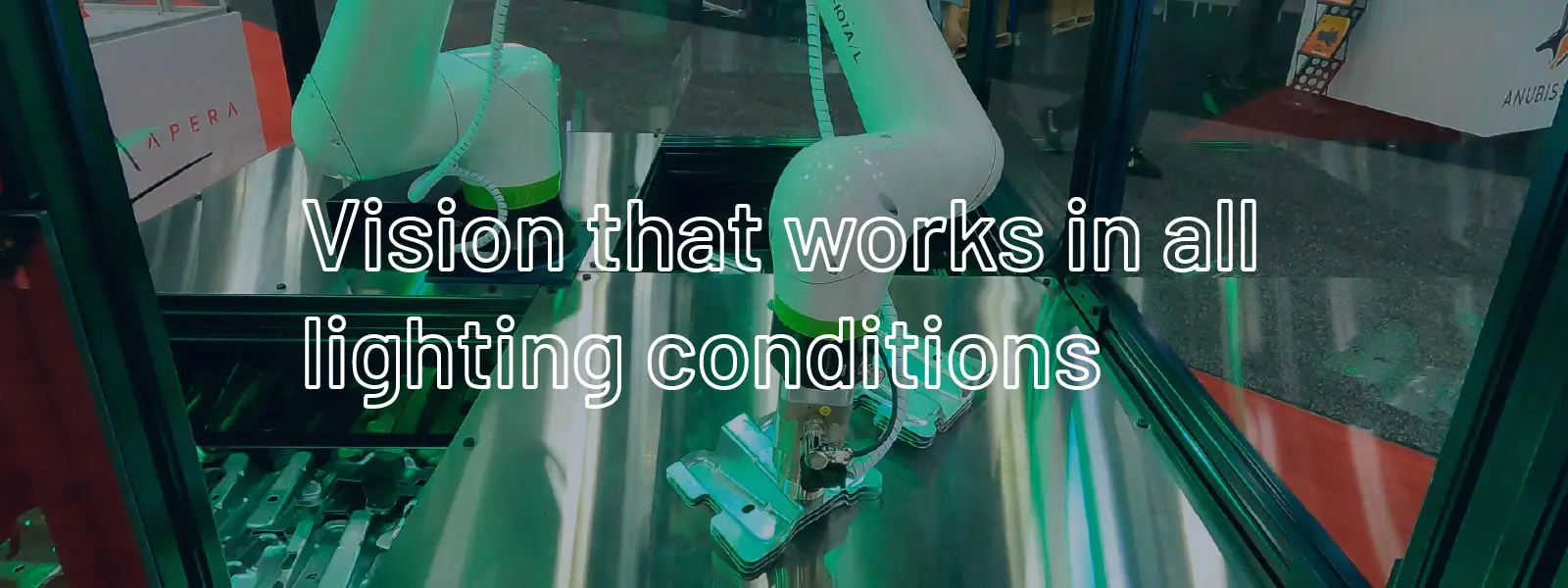 Bright lights usually challenge vision systems, but using AI allows robotic guidance in challenging light conditions, including outside.