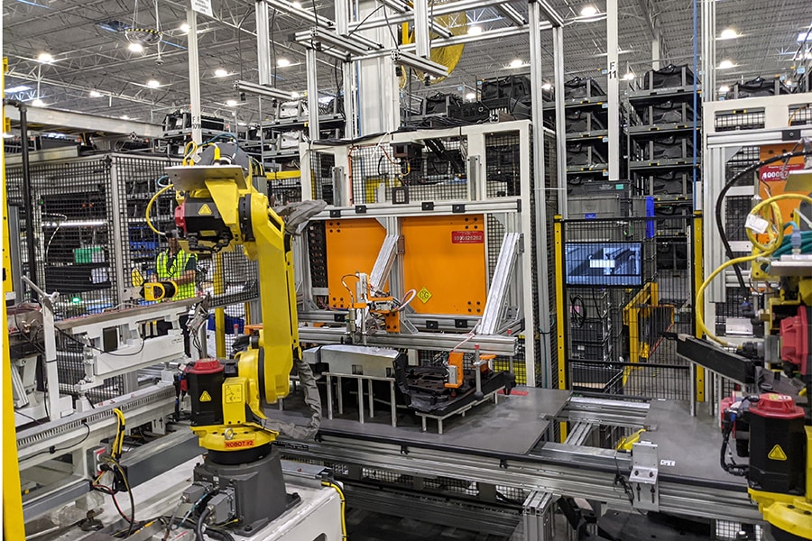 Robotic assembly cell at Flex-N-Gate operations in Texas, a Tier 1 automotive supplier.